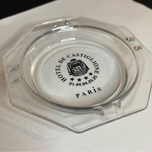 Vintage HOTEL DE CASTIGLIONE Paris Clear Glass Ashtray France